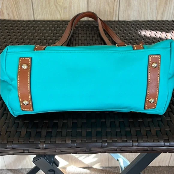 Dooney & Bourke Aqua and Brown Tote - Picture 5 of 8